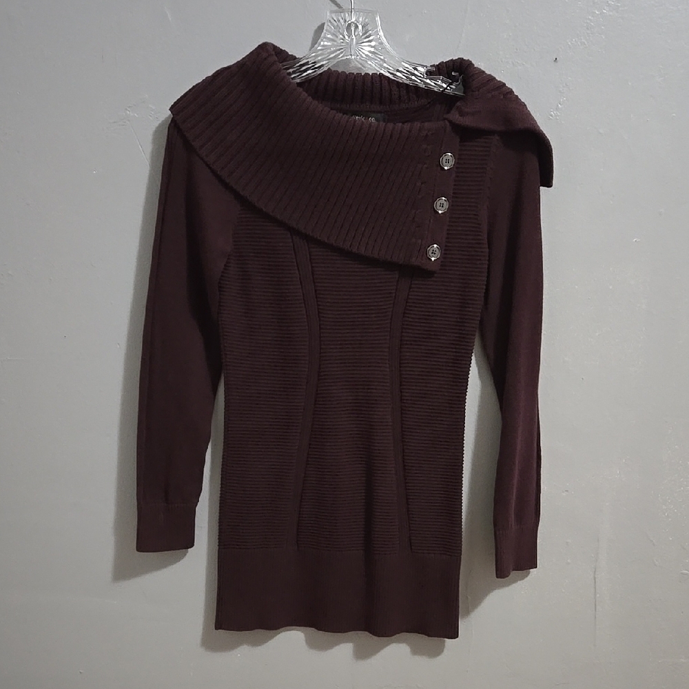 Women's Style & co. Burgundy Sweater with Button Detail